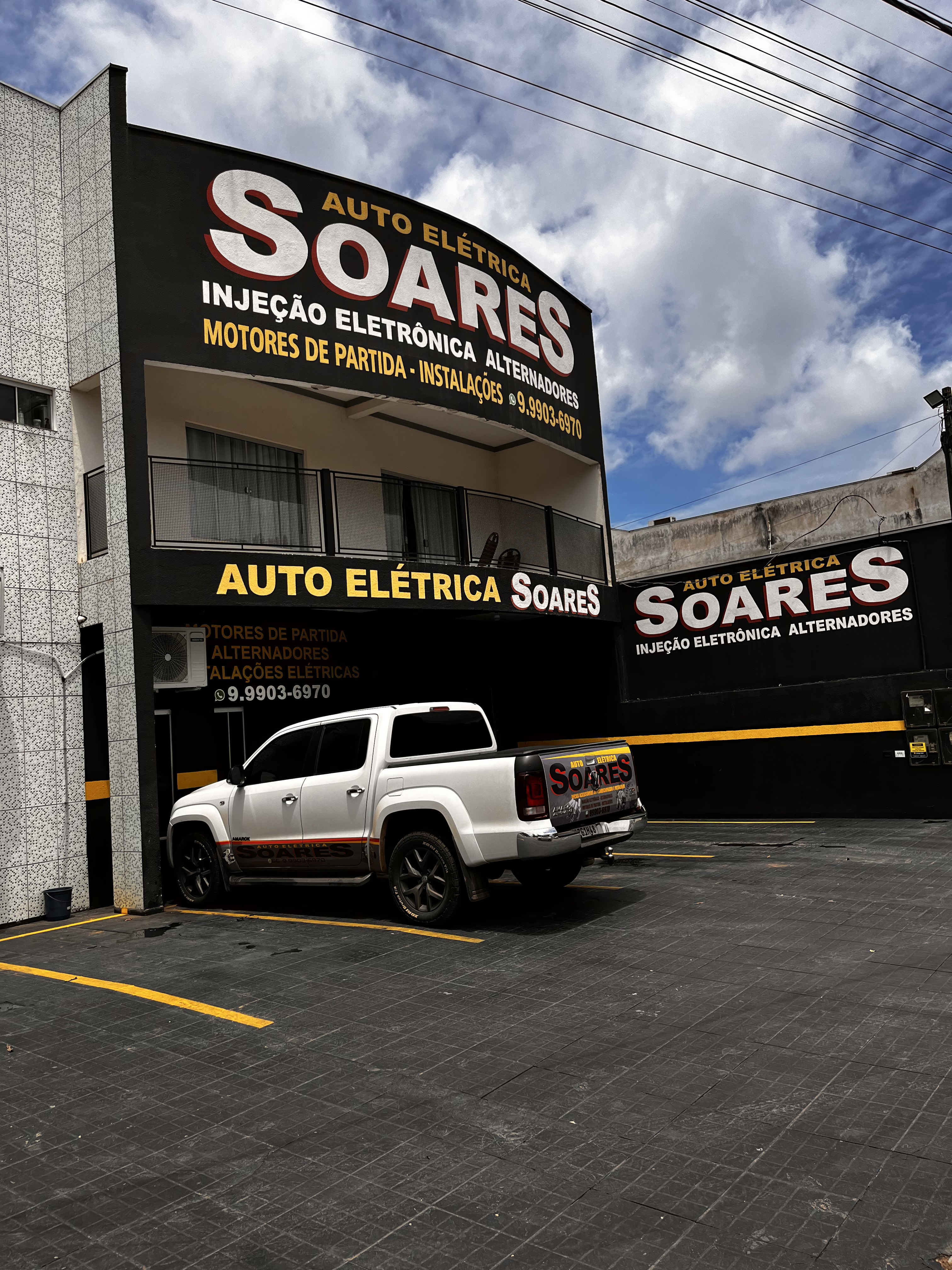 Fachada da Auto Elétrica Soares em Sinop-MT - Especialistas em manutenção elétrica automotiva